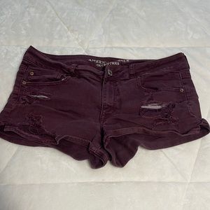 Burgundy American Eagle Shortie Shorts